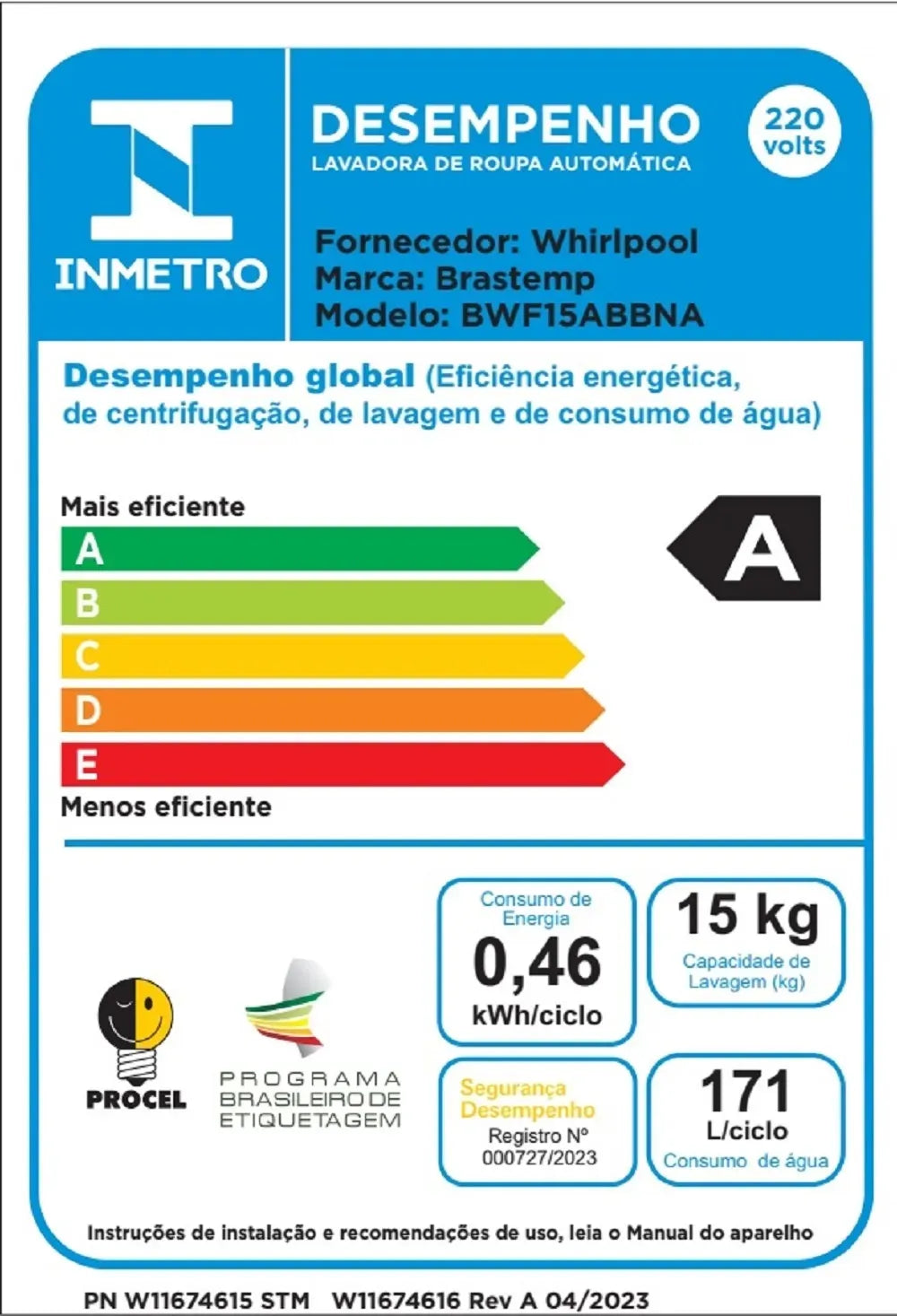 Lavadora de Roupas Brastemp 15Kg Smart Sensor Branca BWF15AB - 220 Volts