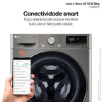 Lava e Seca LG 12Kg Smart com Inteligência Artificial AIDD Inox VC4 CV5012PC4A - 220 Volts