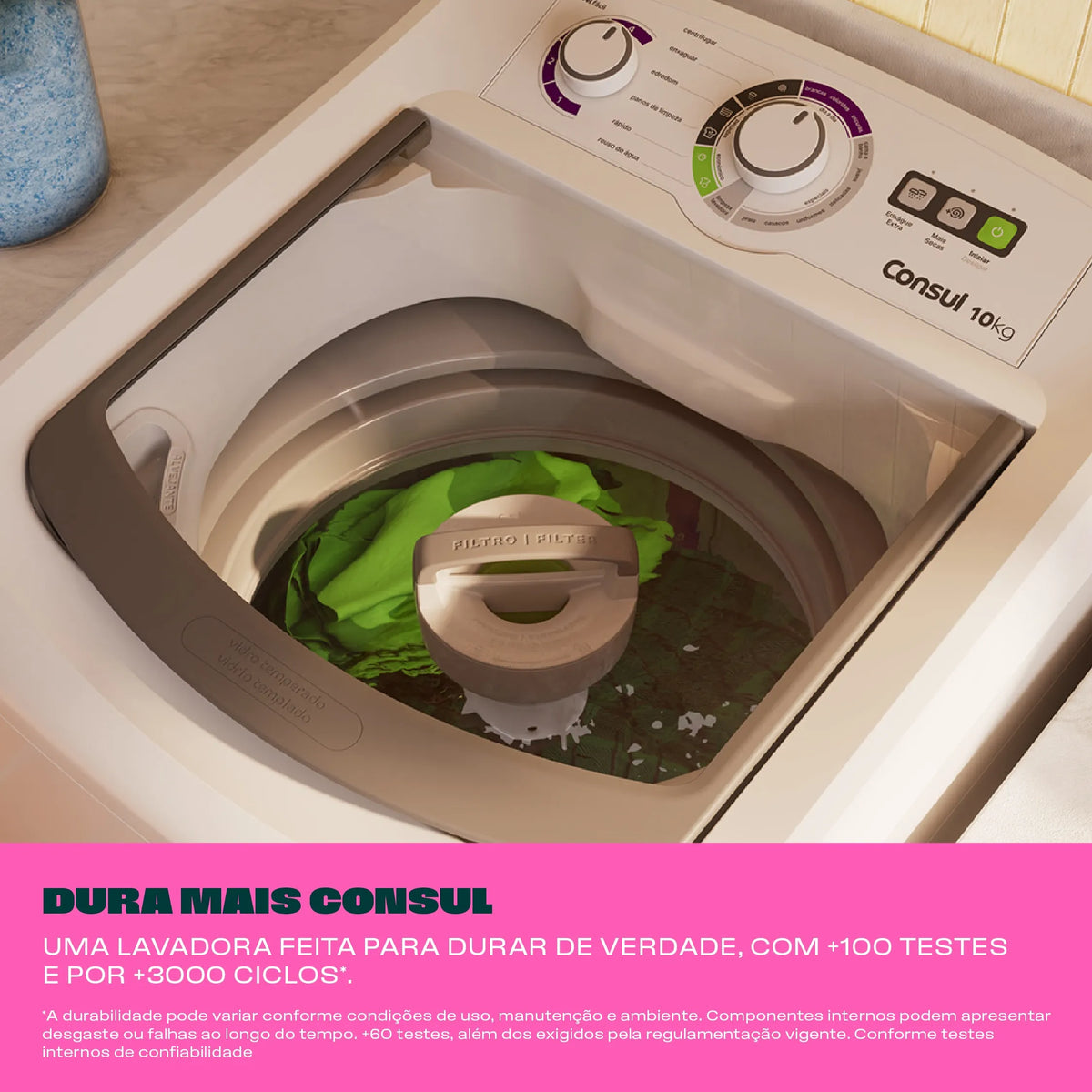Lavadora de Roupas Consul 10Kg com Dosagem Econômica Branca CWB10BB - 220 Volts