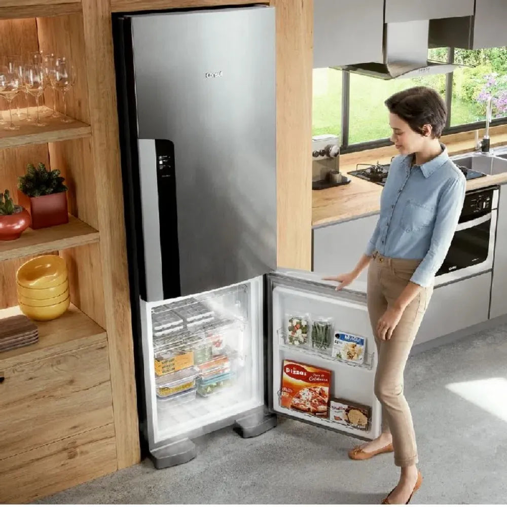 Refrigerador Consul 397 Litros Frost Free Duplex Evox Inox Com Freezer Embaixo CRE44BK – 127 Volts