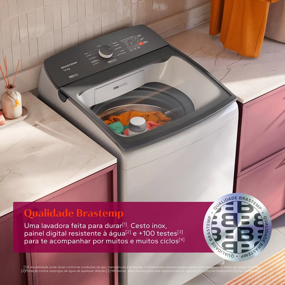 Lavadora de Roupas Brastemp 14Kg Smart Sensor Branca BWJ14AB - 127 Volts