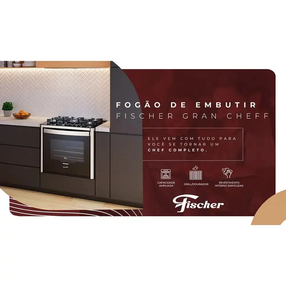 Fogão de Embutir Fischer 5 Bocas Gran Cheff - 220 Volts