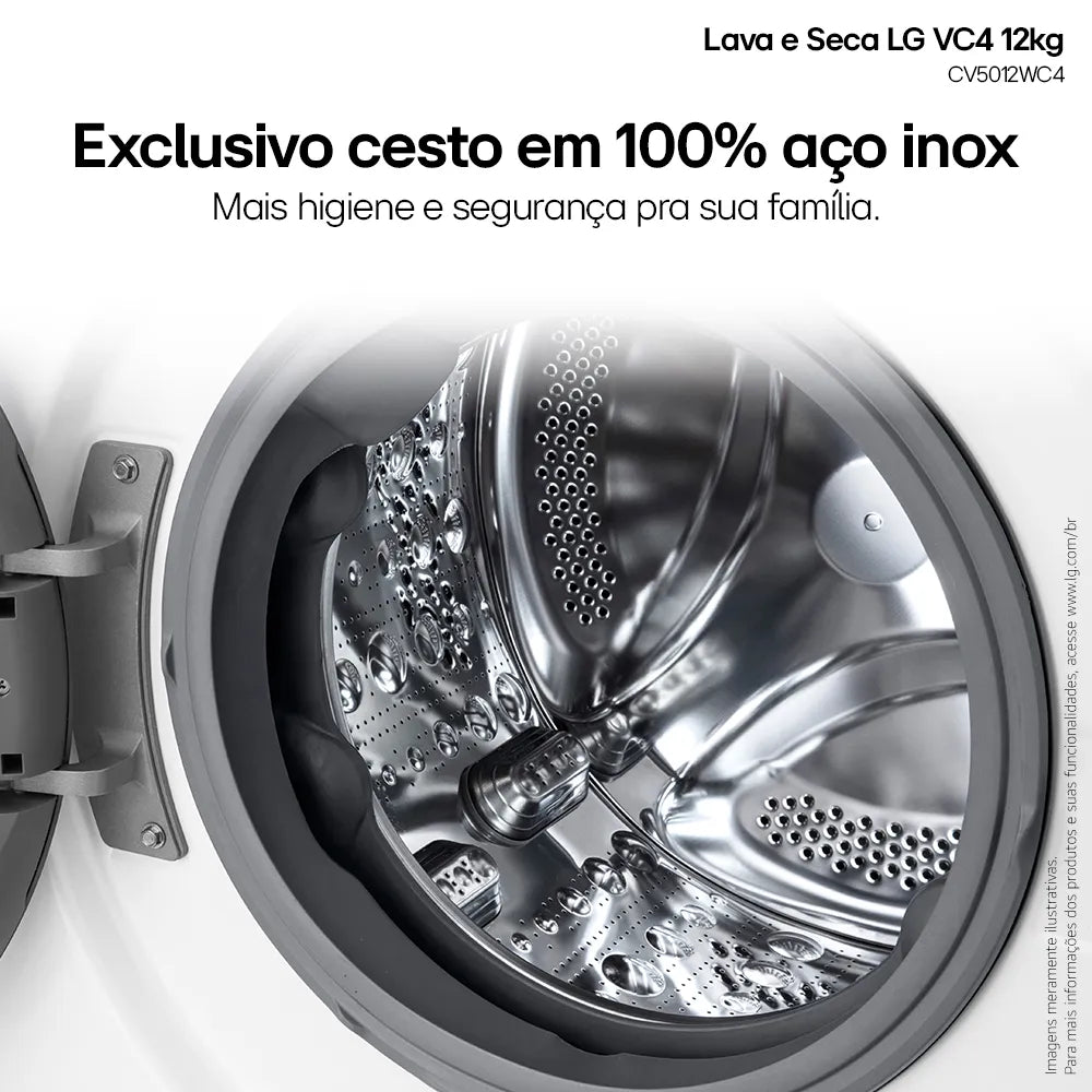 Lava e Seca LG 12Kg Smart com Inteligência Artificial AIDD Branca VC4 CV5012WC4 - 127 Volts