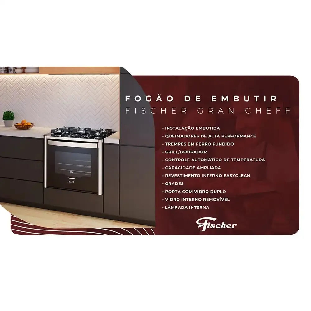 Fogão de Embutir Fischer 5 Bocas Gran Cheff - 220 Volts