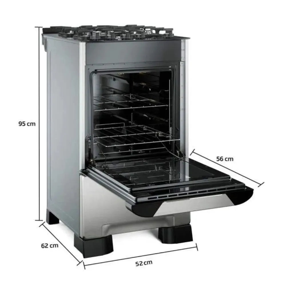 Fogão de Piso Mueller 4 Bocas Decorato Vetro Inox – Bivolt