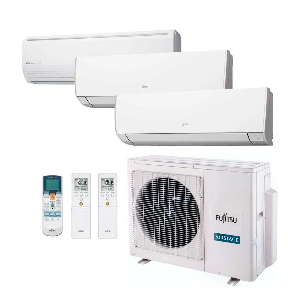 Ar Condicionado Multi Split Inverter Fujitsu Airstage Premium 24.000 BTU/h (1x 18.000 1x 9.000 e 1x 7.000) Quente/Frio 220V